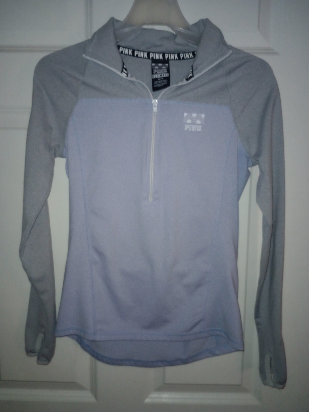 PINK Victoria's Secret Light Lavender and Gray Half-Zip Pullover